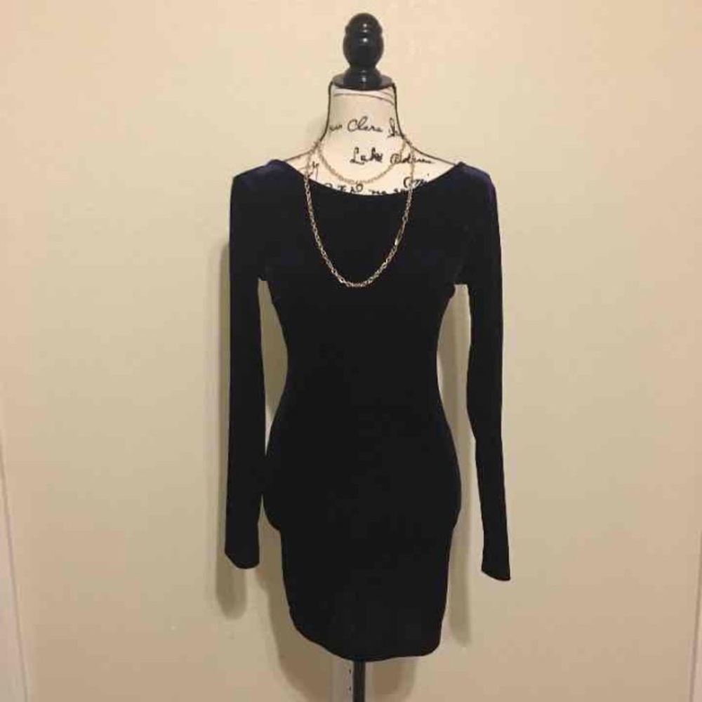 Blue velvet dress
