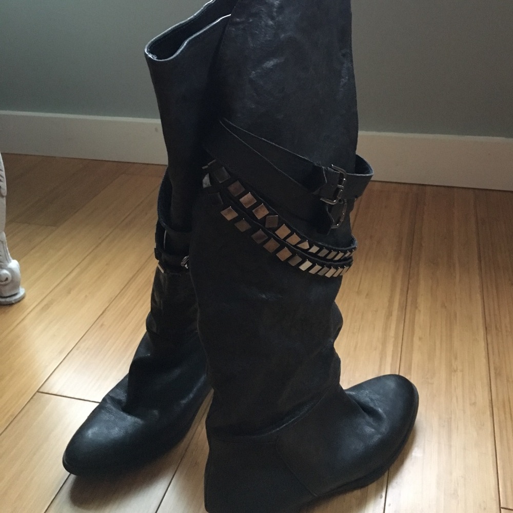 REAL leather knee high boots