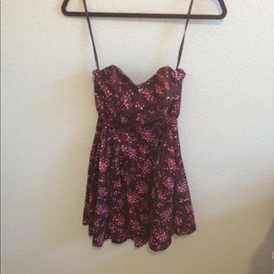Strapless floral print dress