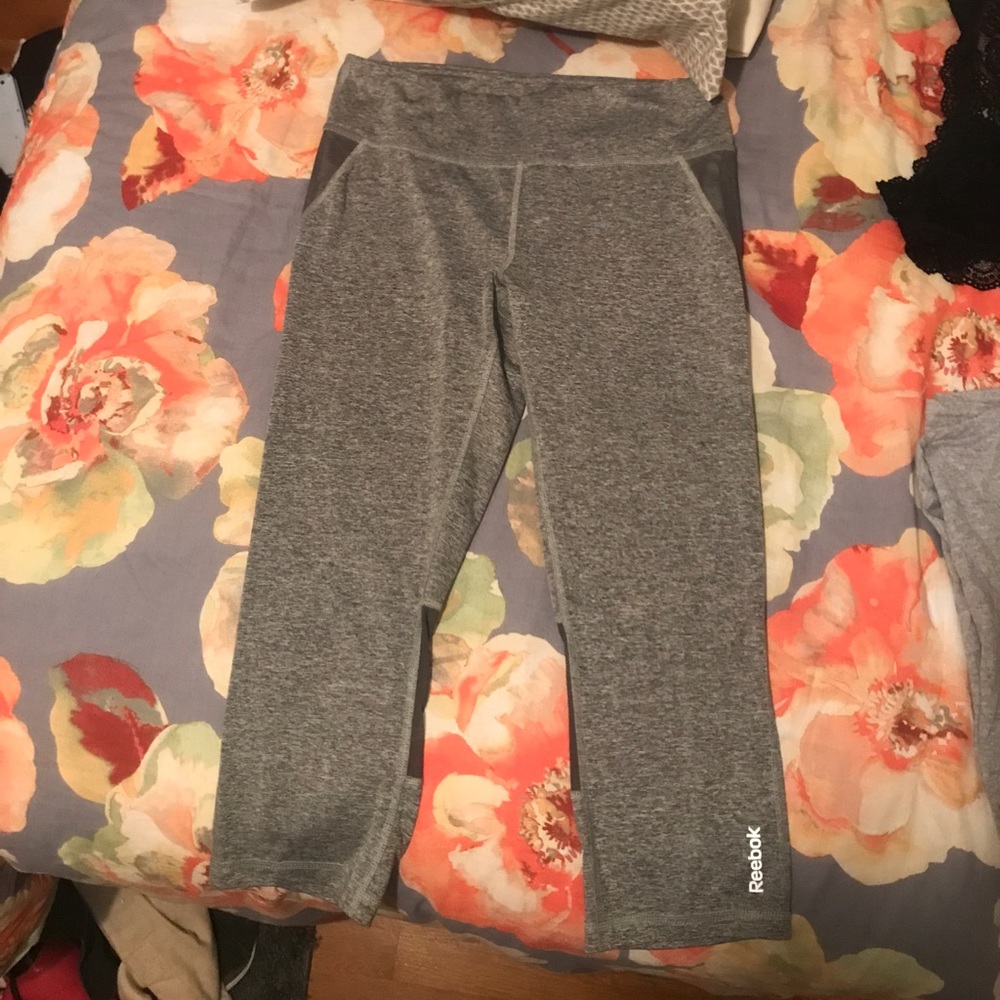 Reebok grey mesh back crop leggings