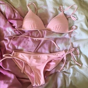 Light pink bikini with sequins on top