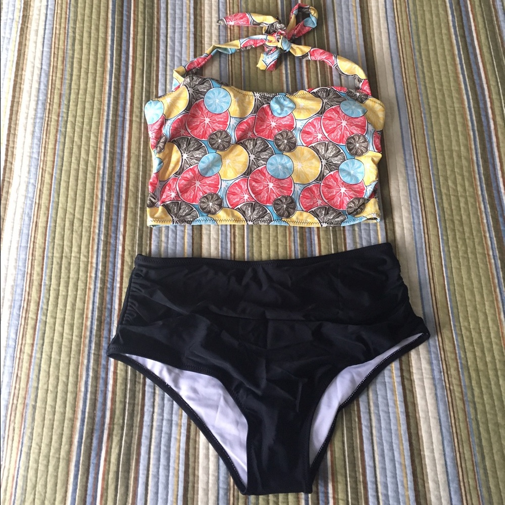 PRICE FIRM | NWT Citrus Print High Waist Tankini