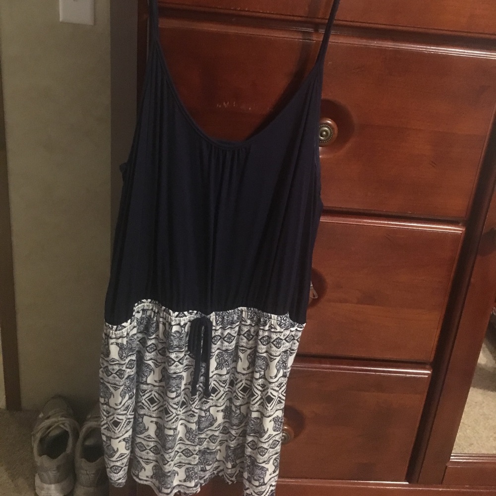 Navy and Elephant print Romper