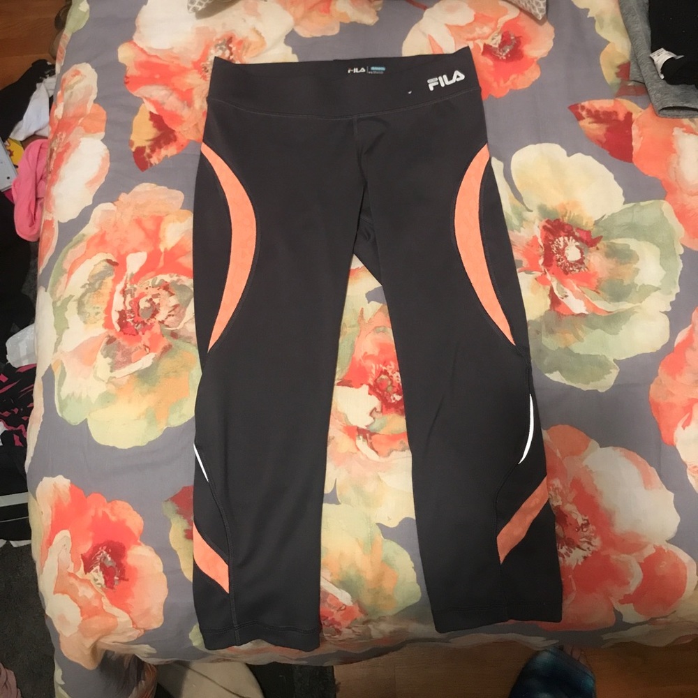 FILA dark grey and orange crop leggings