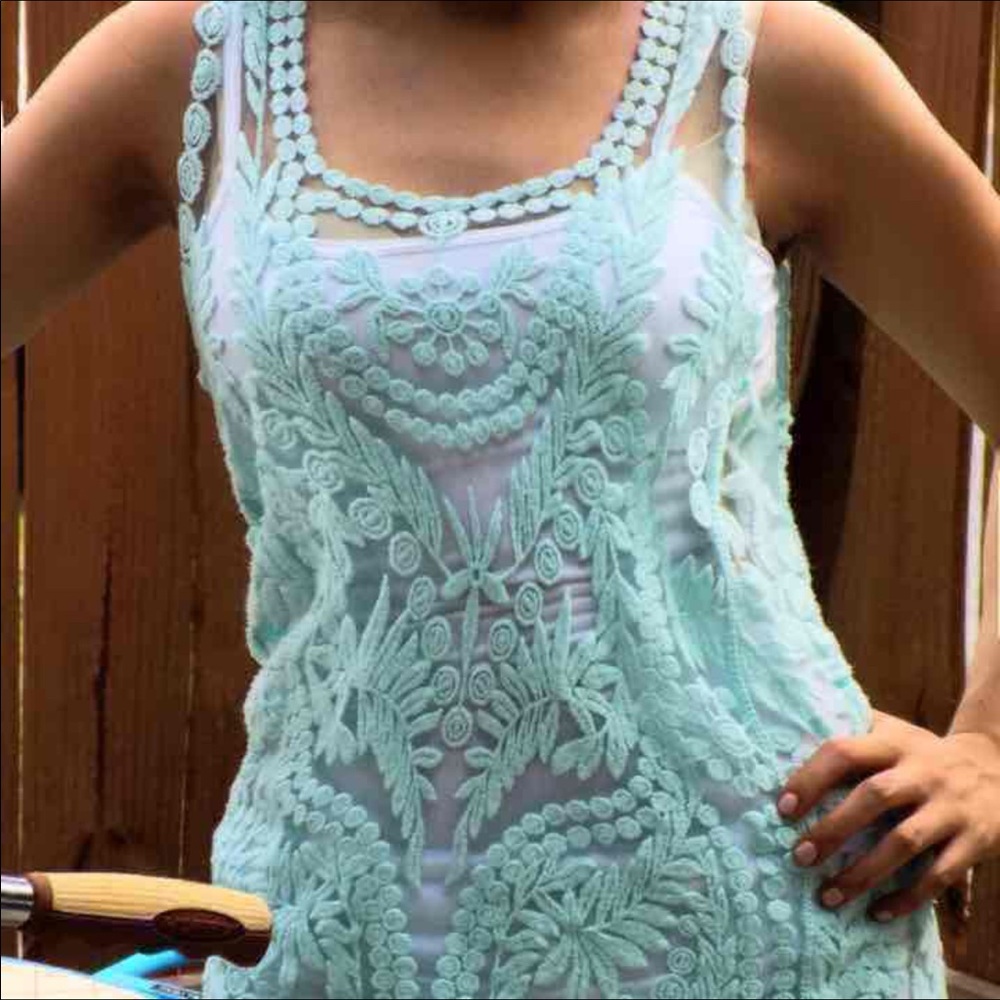 Blue lace top