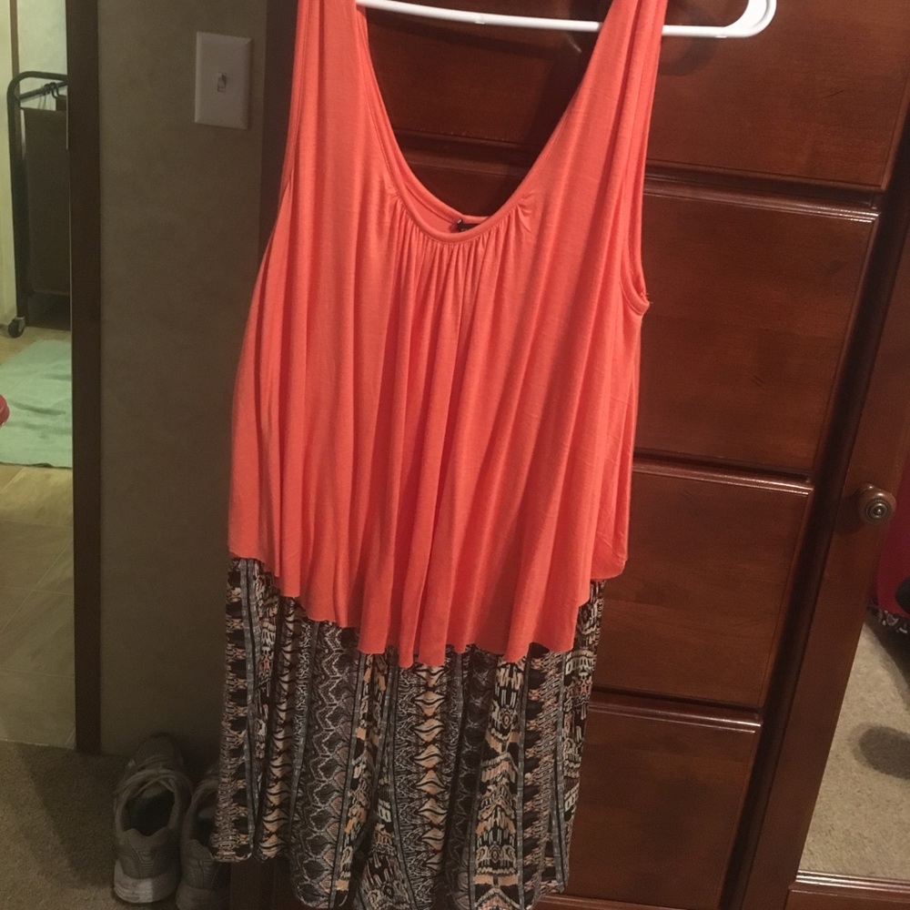 Coral and Print Romper