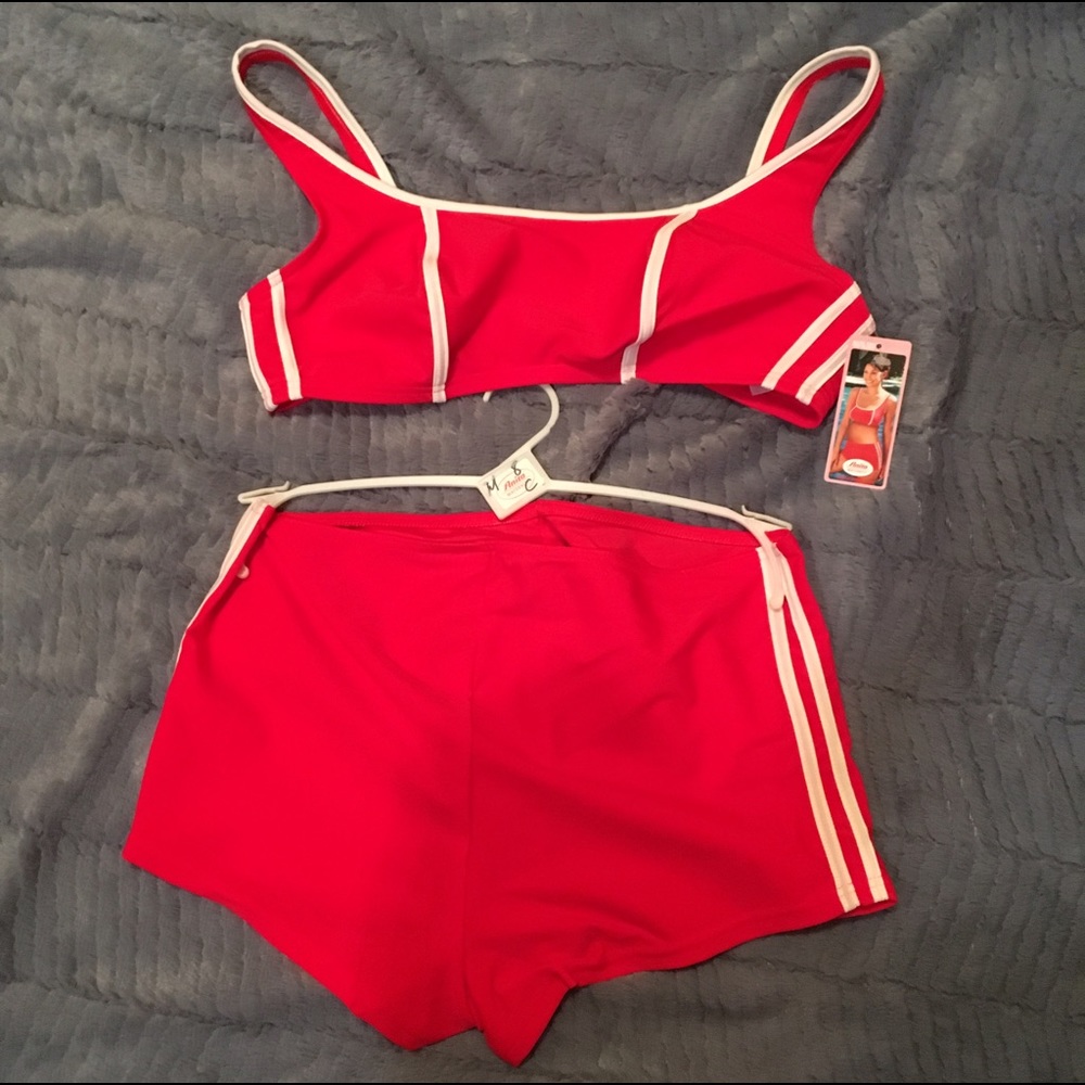 Red Anita two piece maternity swim suit