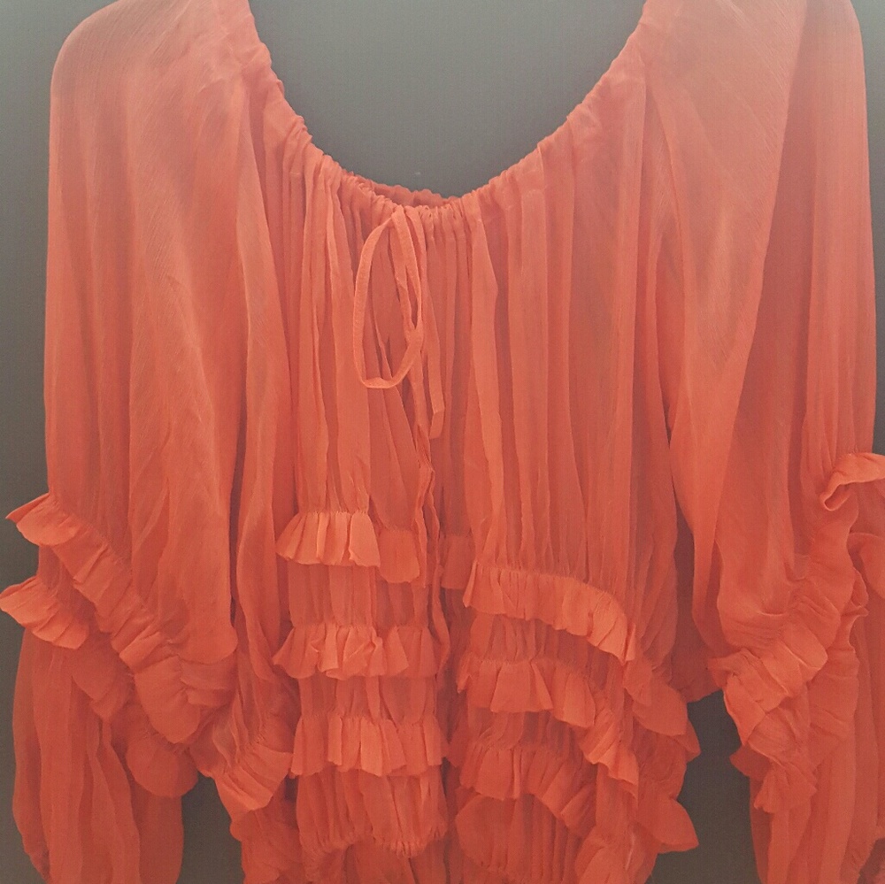 Orange Sheer like Blouse