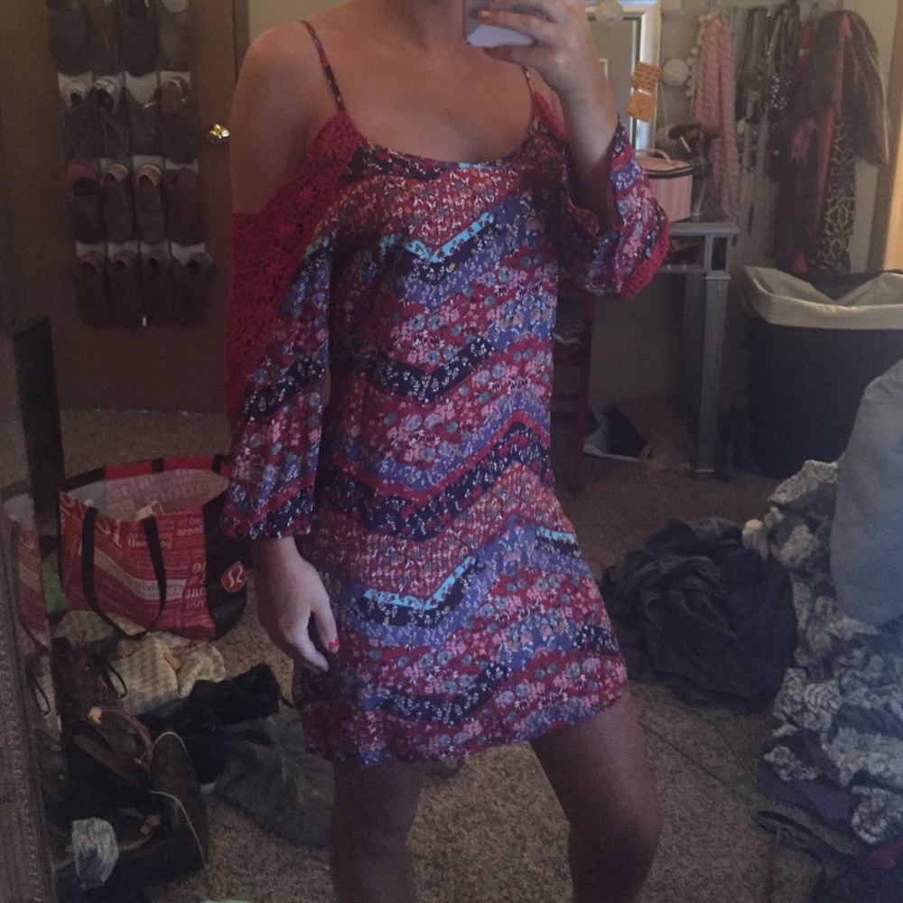 Floral cold shoulder dress