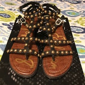 Sam Edelman Eavan black leather gold stud sandals