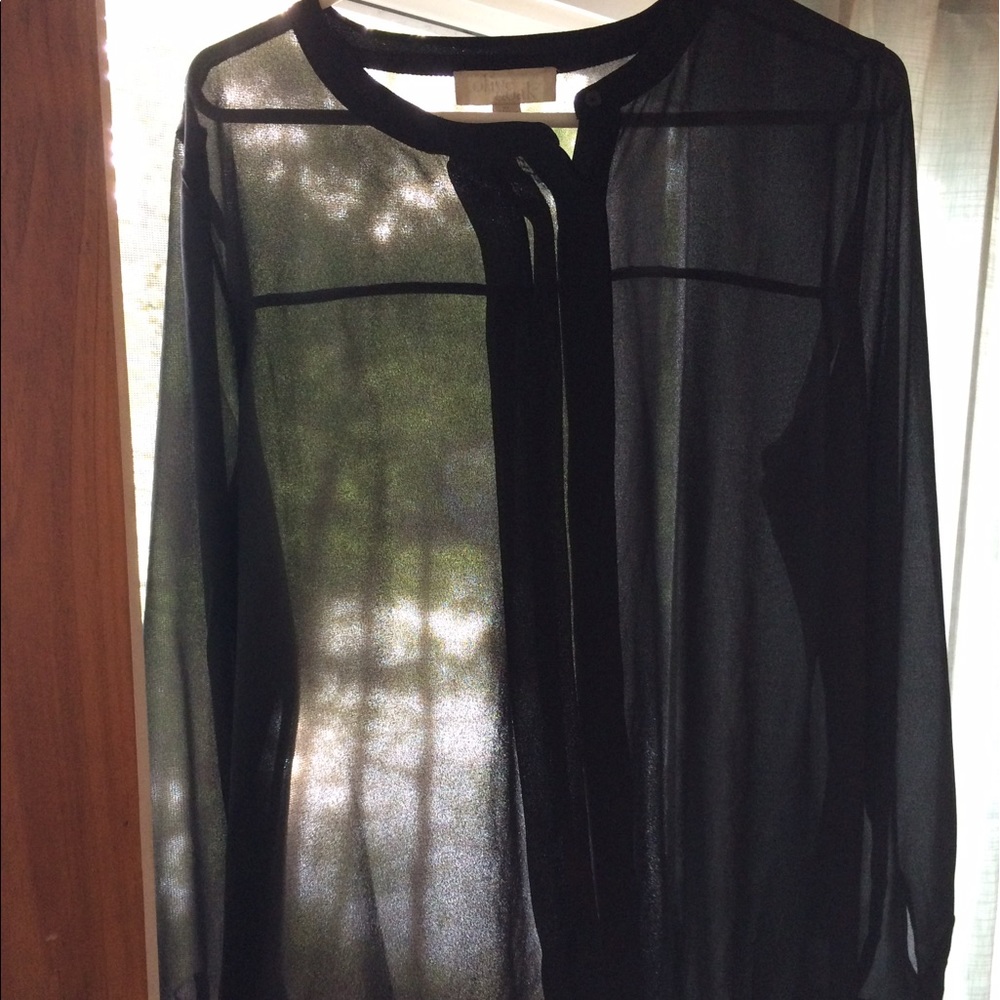 Sheer black button up blouse