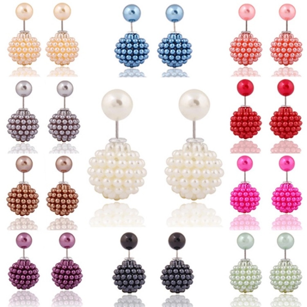 PEARL REVERSIBLE DOUBLE STUD EARRINGS