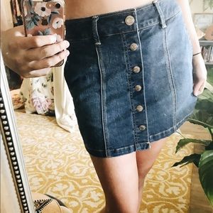 denim button-front skirt