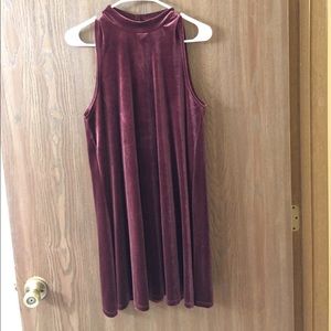 Burgundy Velvet T-Shirt Style Dress