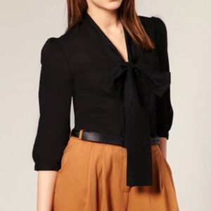Forever 21 black secretary blouse