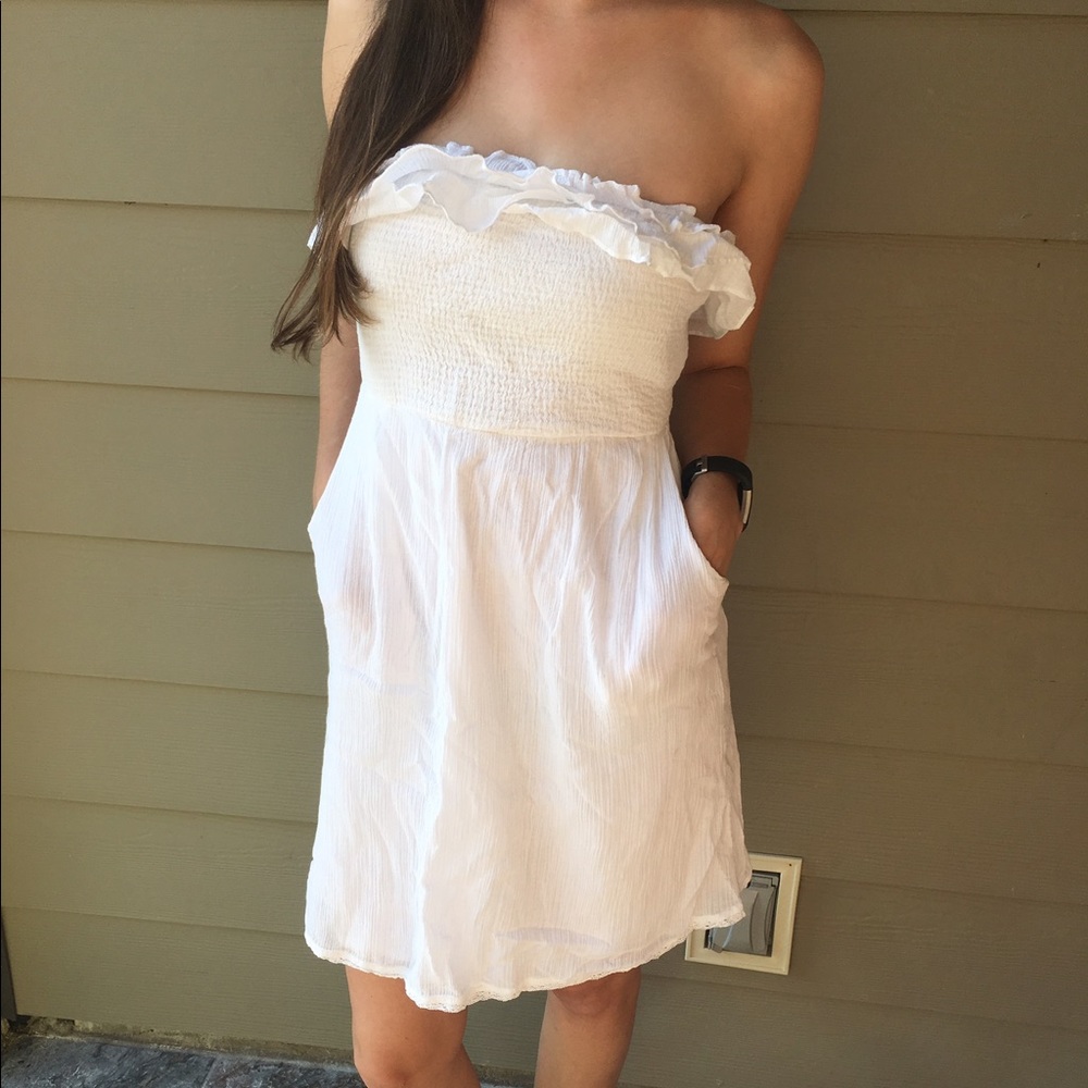 Anthropologie Maeve White Ruffle Dress