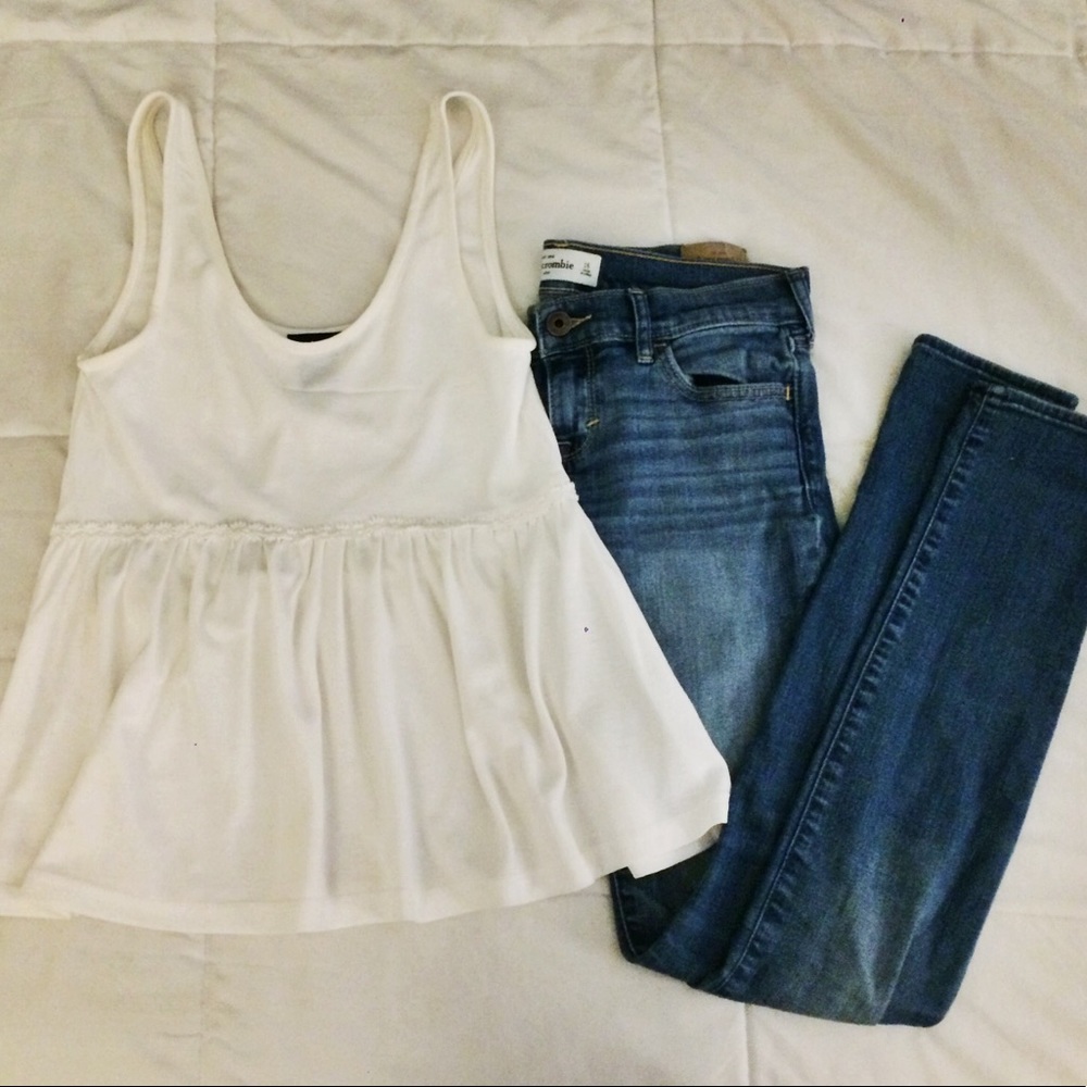 🌼White Daisy Trim Peplum Tank Top