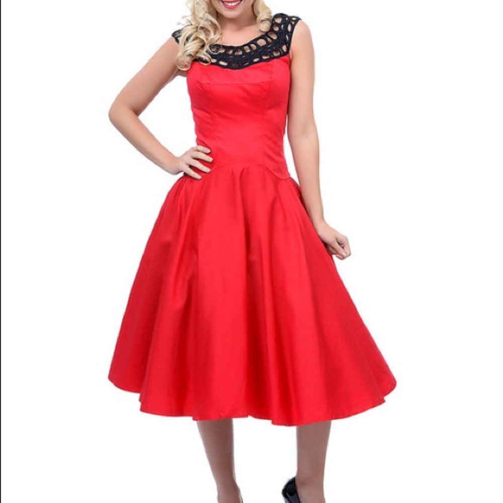 Unique Vintage red and black pinup dress