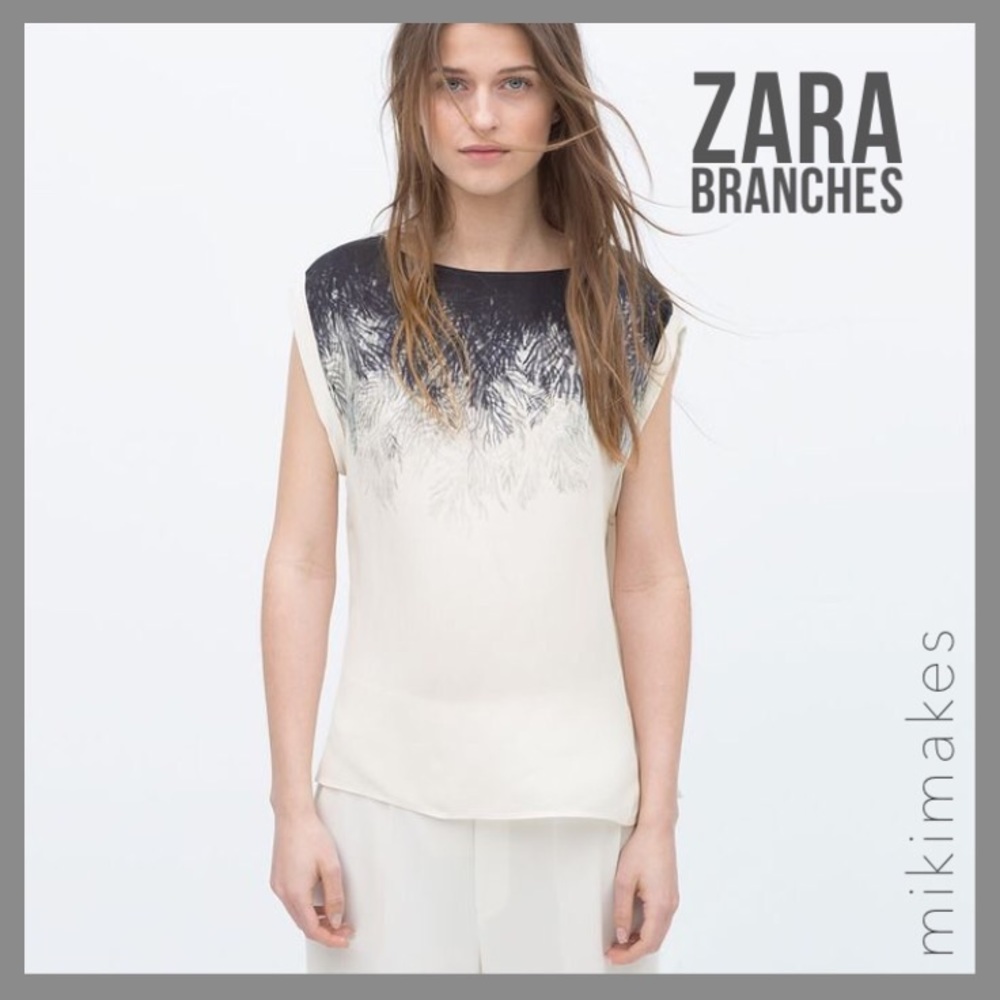 [ zara ] printed winter branch sleeveless shirt