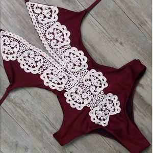 Dark red one piece bathing suit 👙 never worn