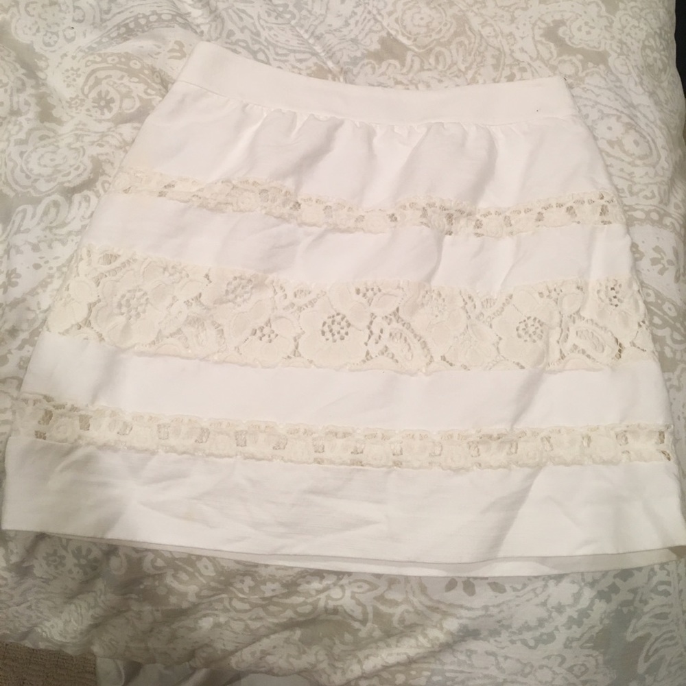 Loft lace inset mini skirt