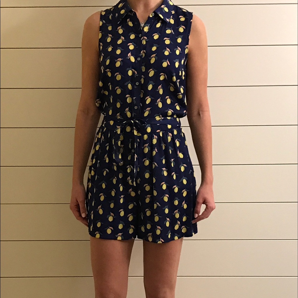 Maison Jules navy romper with lemons