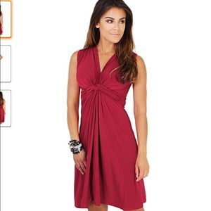 Red stretch dress with tie