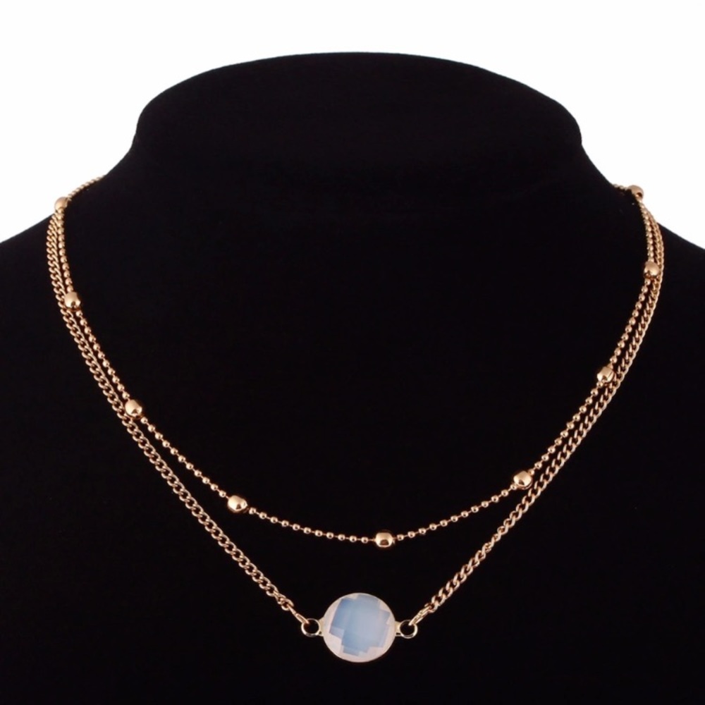 New Gold Stone Layered Necklace - Picture 2 of 6