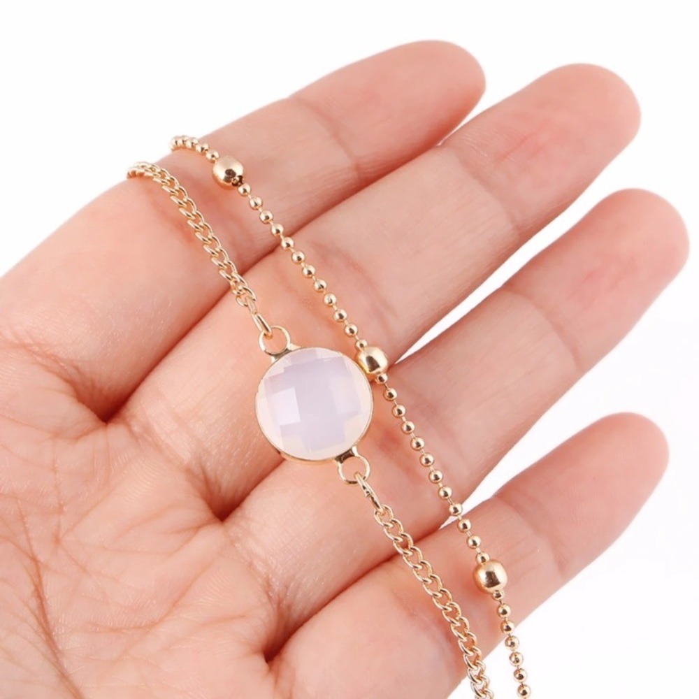 New Gold Stone Layered Necklace - Picture 3 of 6