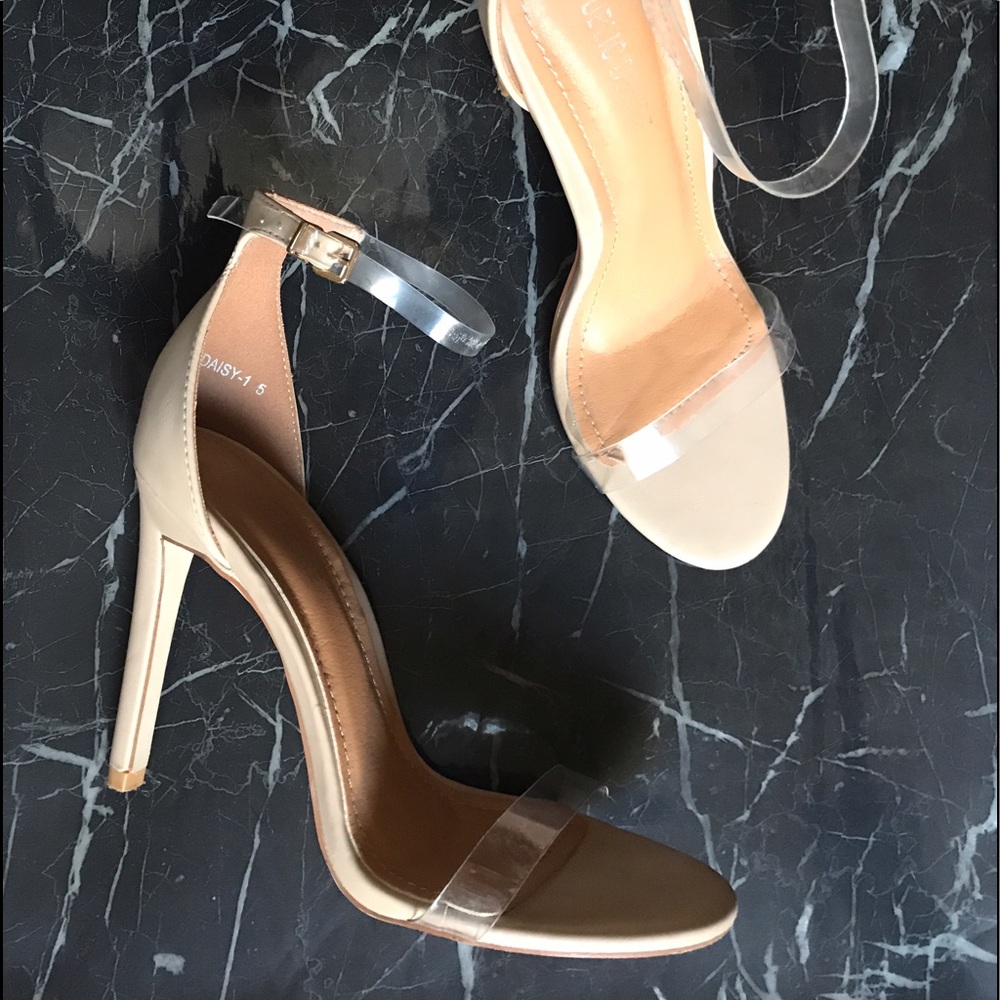 Public Desire Daisy Clear Strap High Heels Sz 7.5
