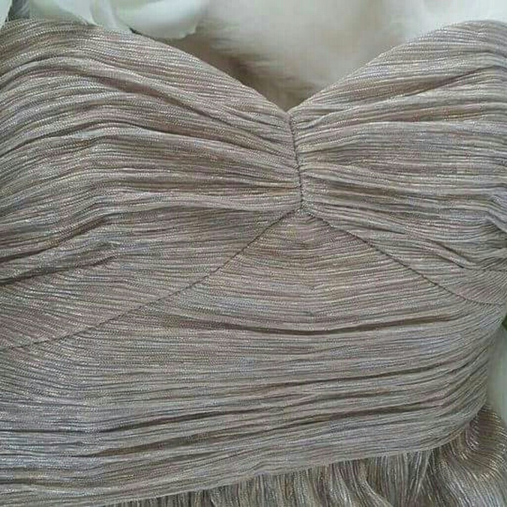 Gold Strapless Ruffled Max & Cleo Dress