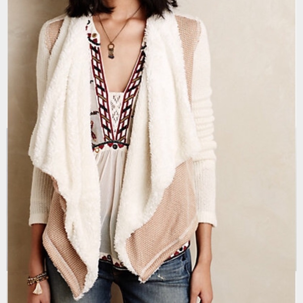 Anthropologie Sherpa Lined Waterfall Cardigan S