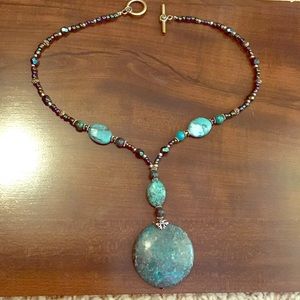 Handmade, One of a kind Teal Stone Necklace