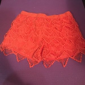 Coral fabric shorts