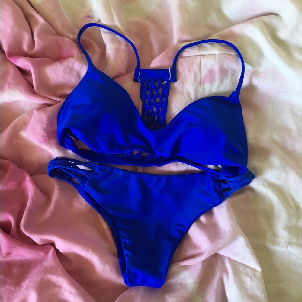 Blue Bikini Bottoms with detailing