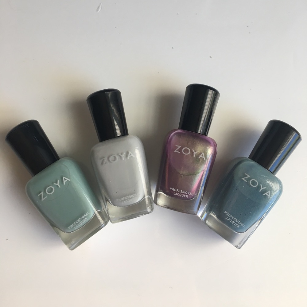 Four pastel Zoya nail polishes