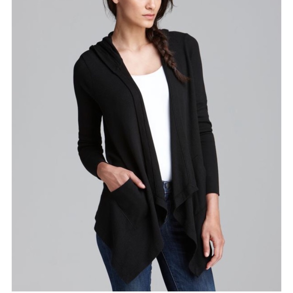 Splendid NAVY thermal drapey hooded Cardigan XS