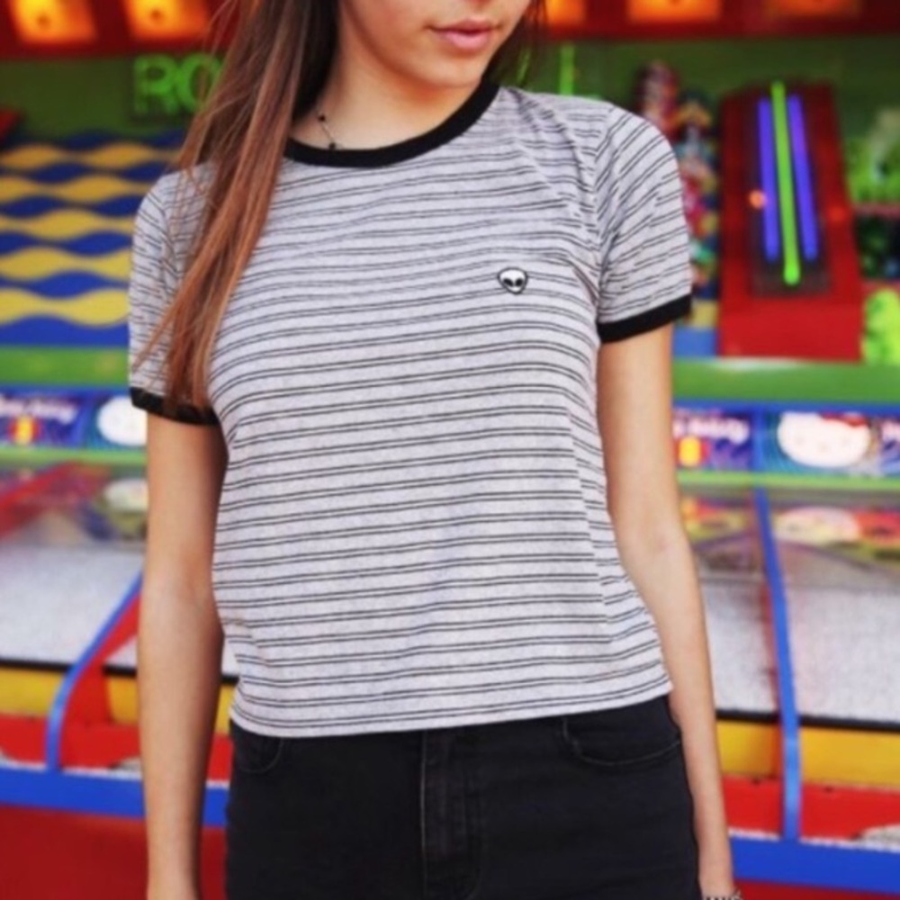 Brandy Melville Striped Ringer Tee