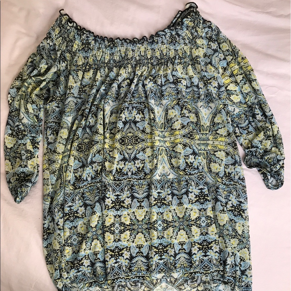 Off the shoulder Boho multi color top