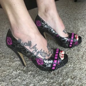 Iron Fist Studded Skull Heels