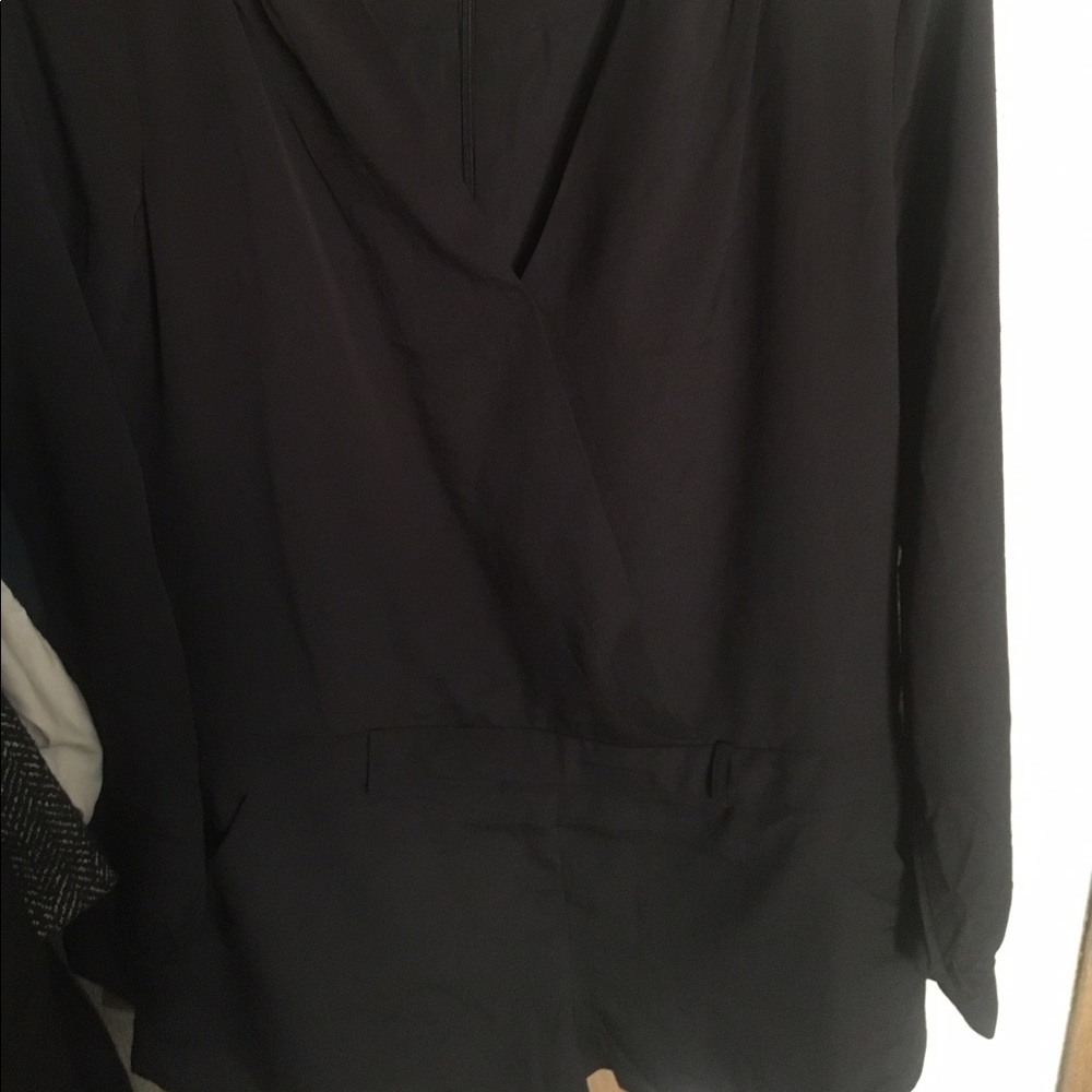 Black open front romper