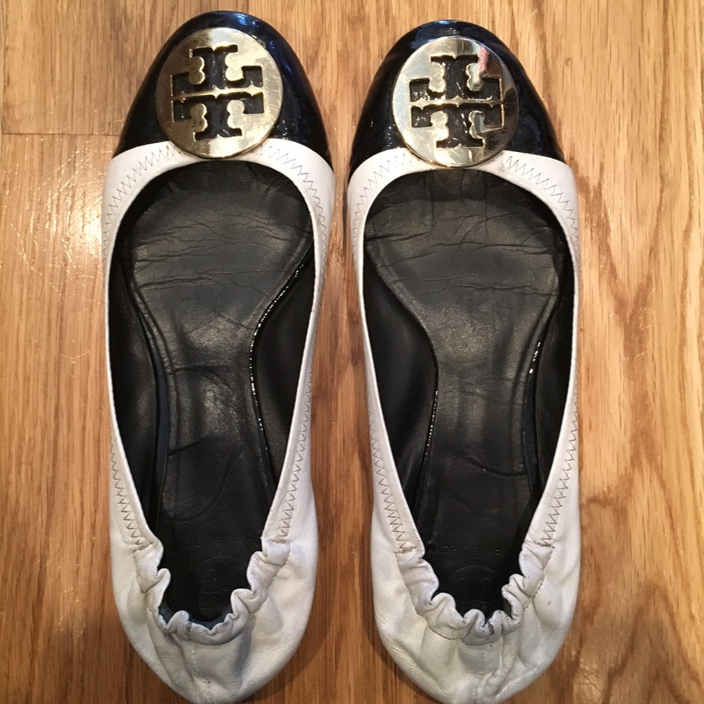 Tory Burch Black and White Flats