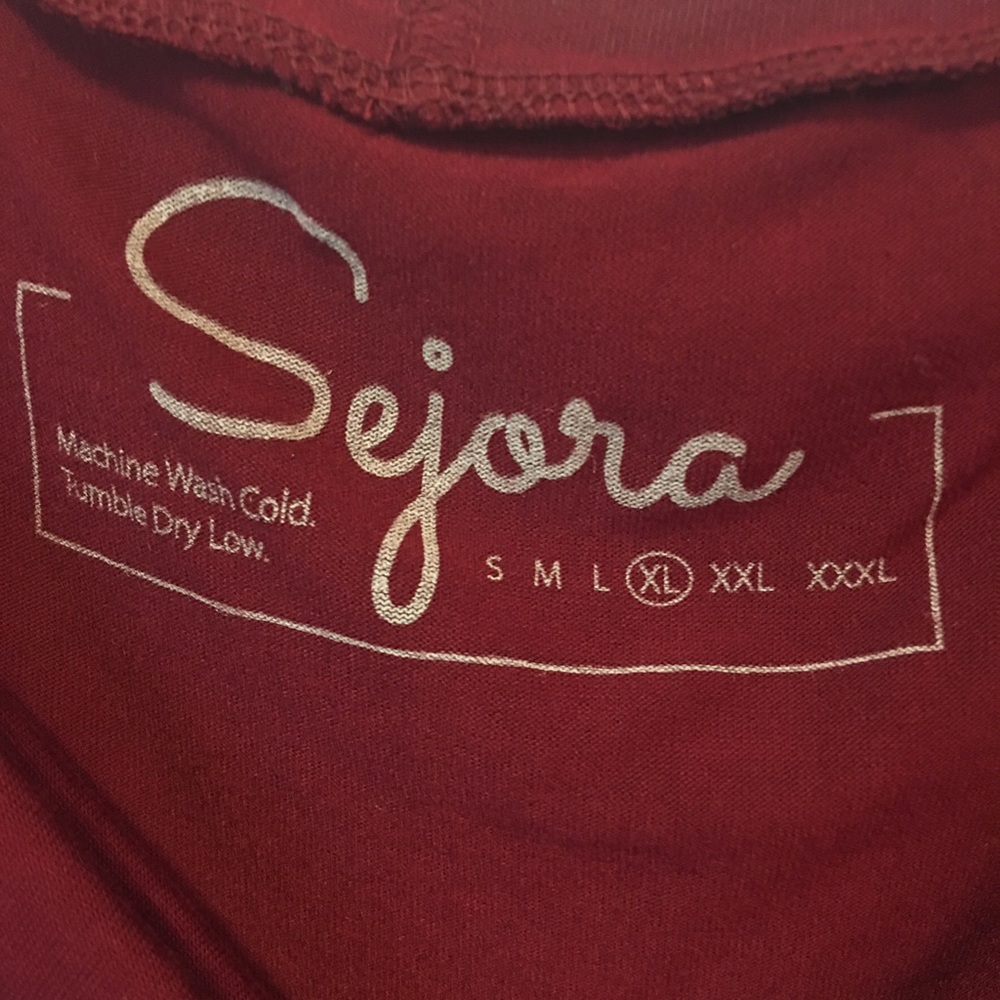 XL WINE COLORED LONG SHORT SLEEVE LEGGINGS TOP NWO - Picture 3 of 3