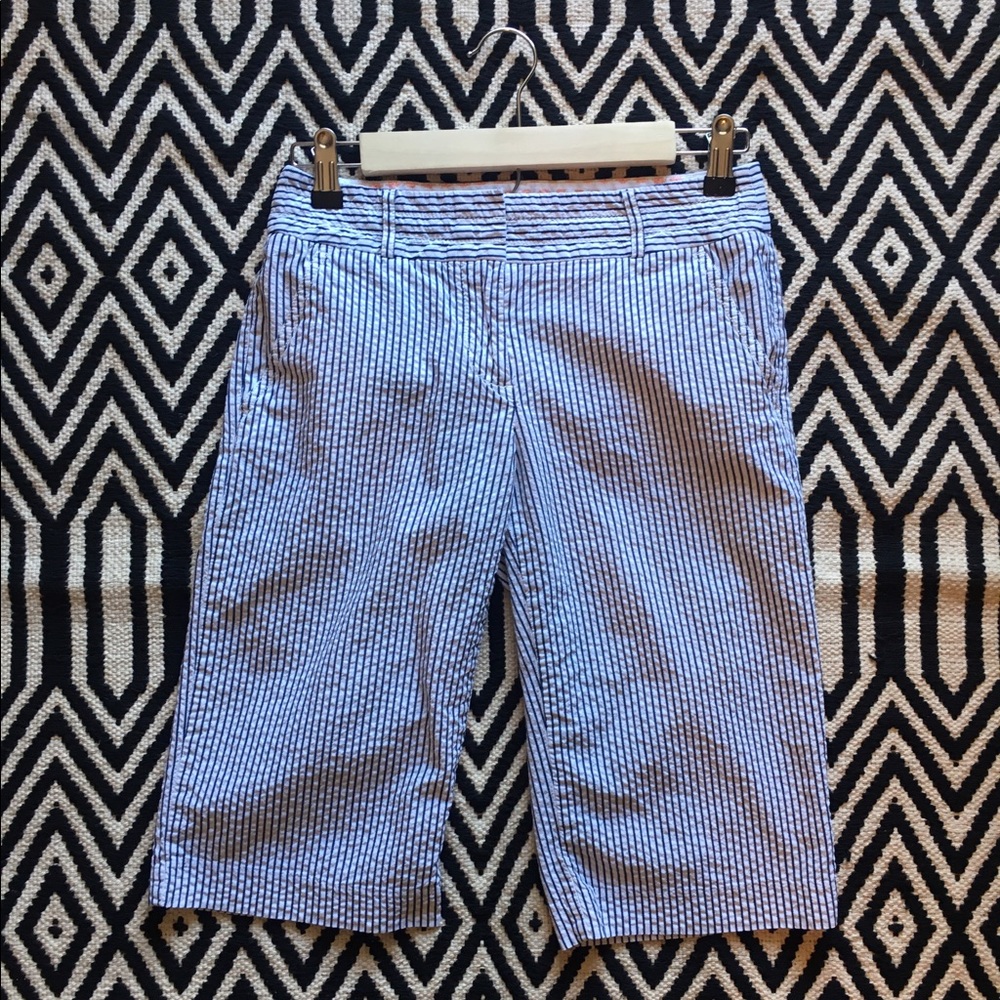 J. Crew blue & white seersucker bermudas