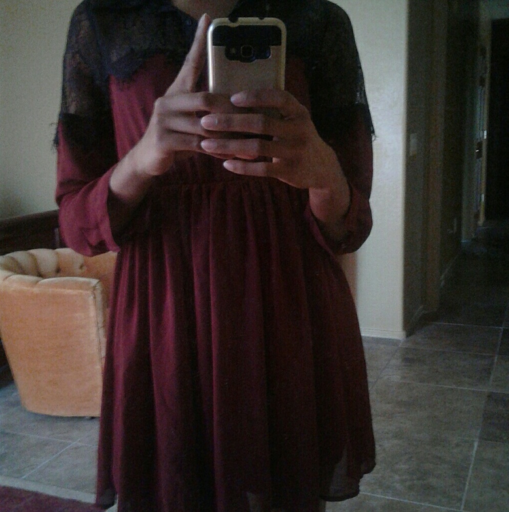 Red lace evening dress