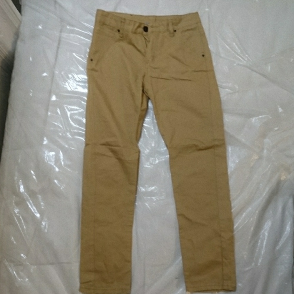 Khaki Mens Slim Trousers