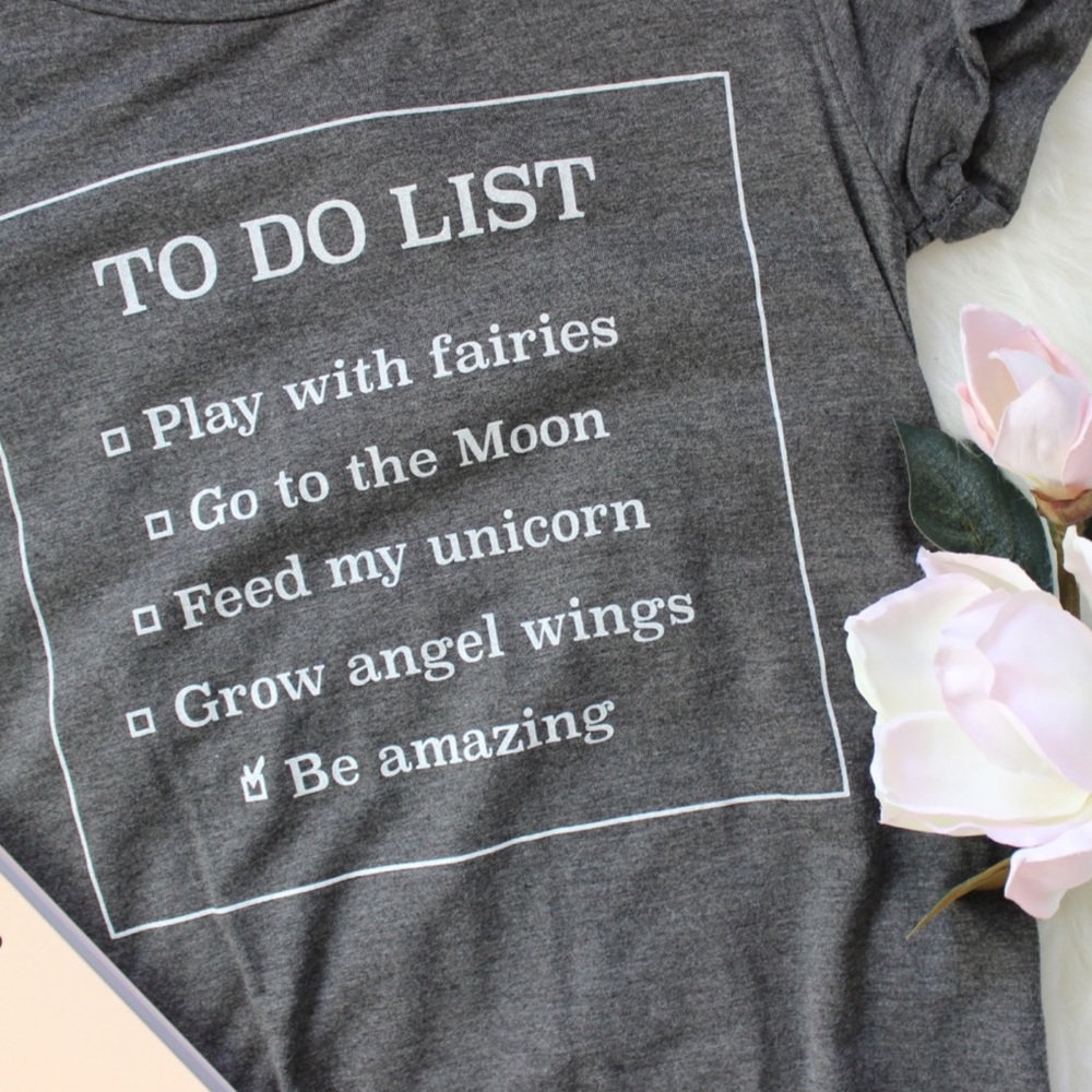 To Do List Charcoal Graphic Tee