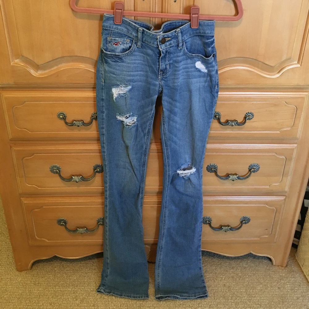 Hollister ripped bootcut jeans