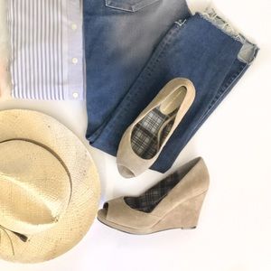 SALE Beige Peep Toe Wedges - Chinese Laundry