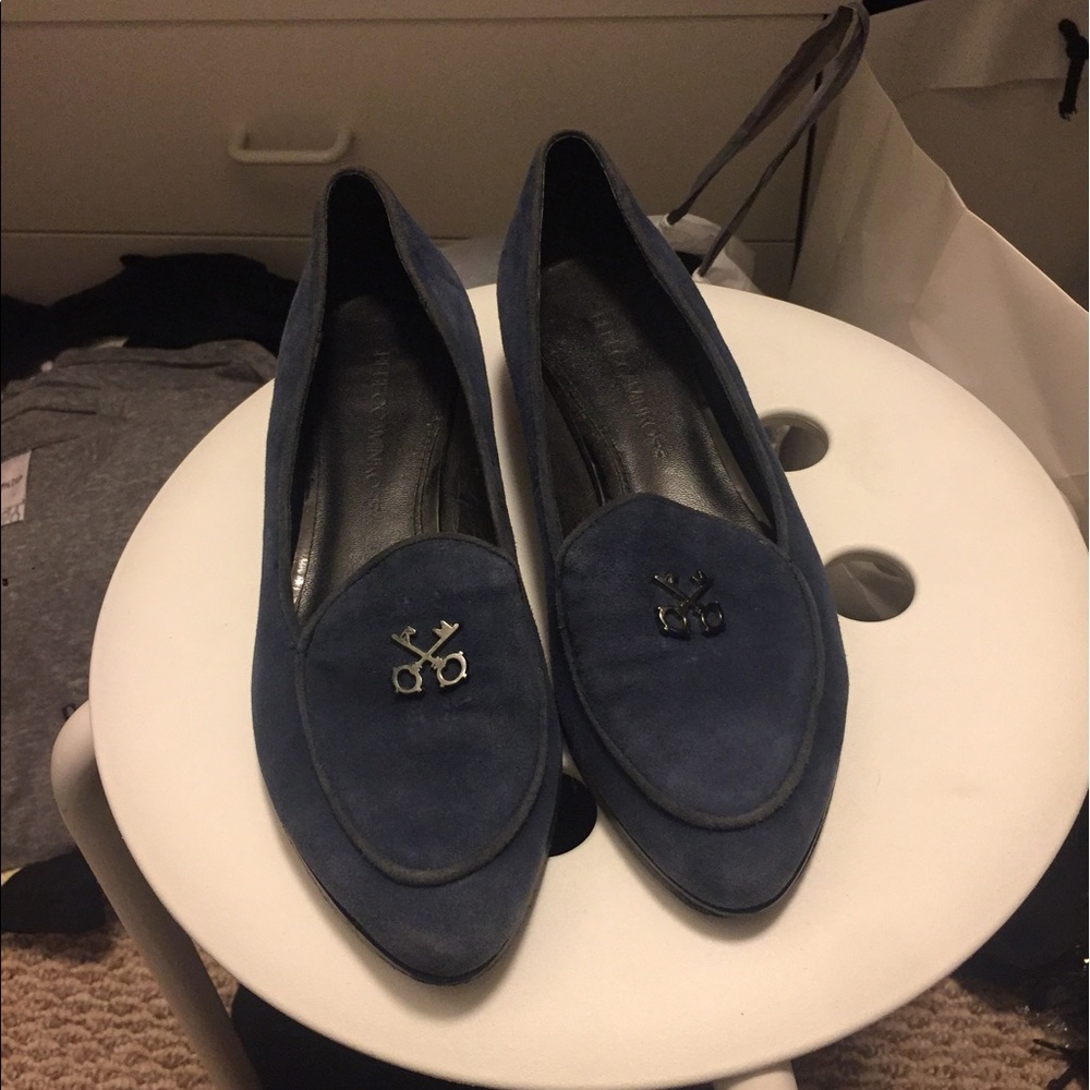 Rebecca Minkoff Flat, navy with red heel